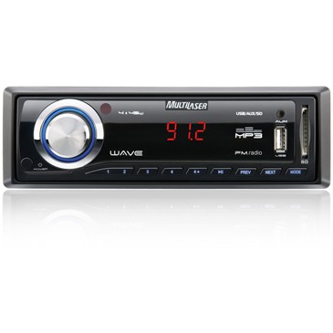 Auto Rádio Multilaser Wave - USB - Cartão de Memória - 4 x 45W RMS